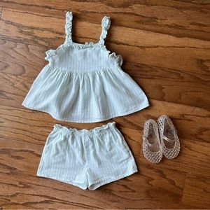 Girls size: 4T 2 piece Tank and Shorts set & Mary Jane Jelly Sandals Bundle